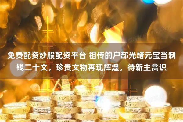 免费配资炒股配资平台 祖传的户部光绪元宝当制钱二十文，珍贵文物再现辉煌，待新主赏识